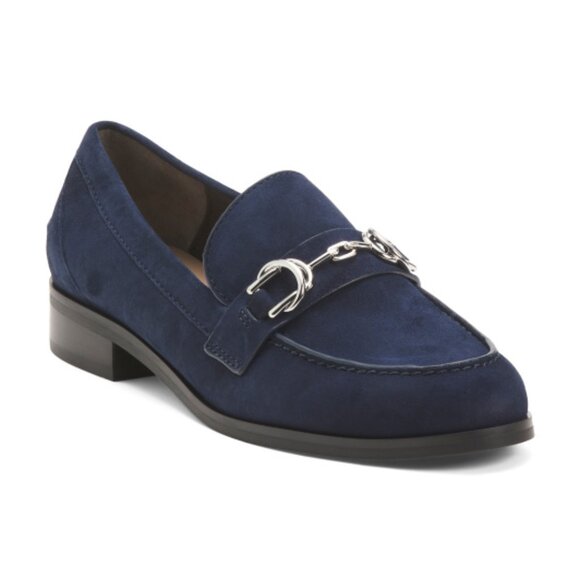 STUART WEITZMAN Blue Suede Owen Buckle Loafers - Picture 4 of 4